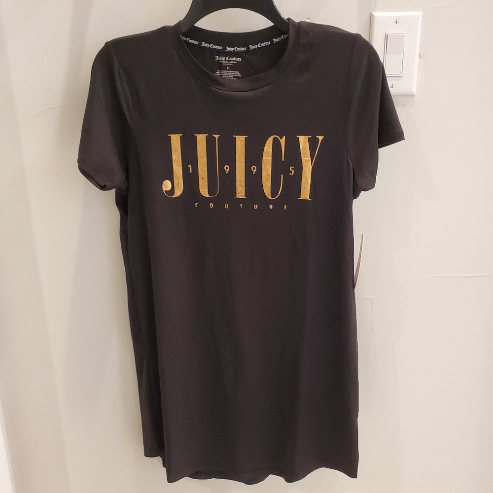 💕💖👑NWT Juicy Couture sleep shirt tunic black gold small logo